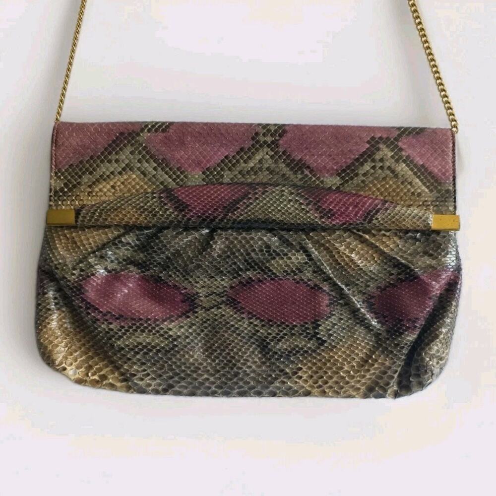 Vintage Bags By Supreme Genuine Snakeskin Python Chain Clutch Shoulder Bag